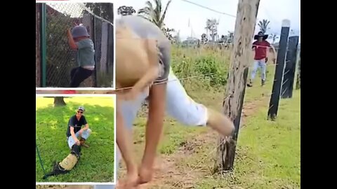 Man goes next level: installs electric fence to keep kids off his lawn ⚡😳 #electricfence #japd