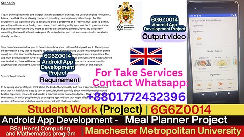 Client Work (Project ) | 6G6Z0014 Meal Planner Android App | Manchester Metropolitan University
