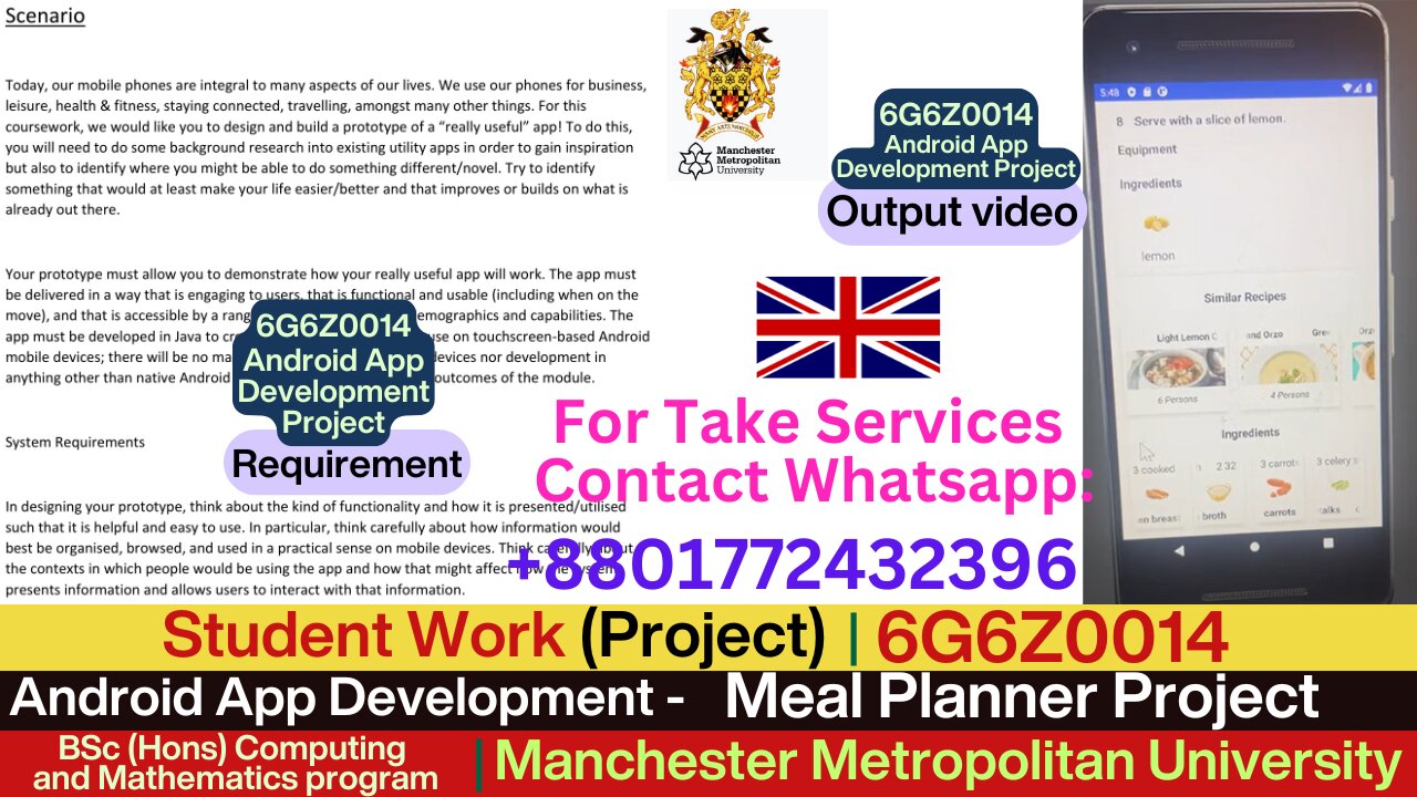 Client Work (Project ) | 6G6Z0014 Meal Planner Android App | Manchester Metropolitan University
