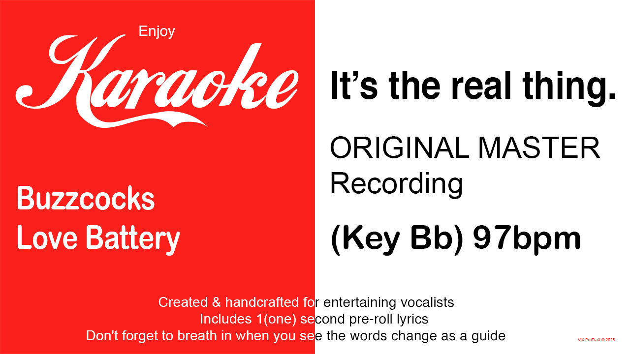 Buzzcocks - Love Battery (Key Dbm) 97bpm (2025) Karaoke