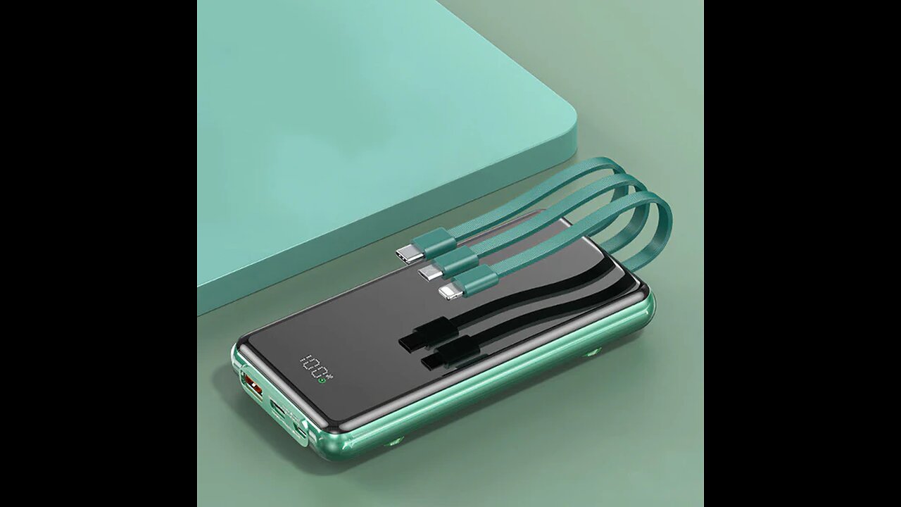 10000mAh Power Bank, with Built-in Charging Cables, 4 Outputs and 3 Inputs, 22.5W_PD18W FastCharging