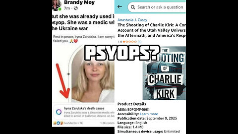 Iryna Zarutska=Crisis Actor-Charlie Kirk's Assassination Book Released 1 Day Prior 2 Assassination