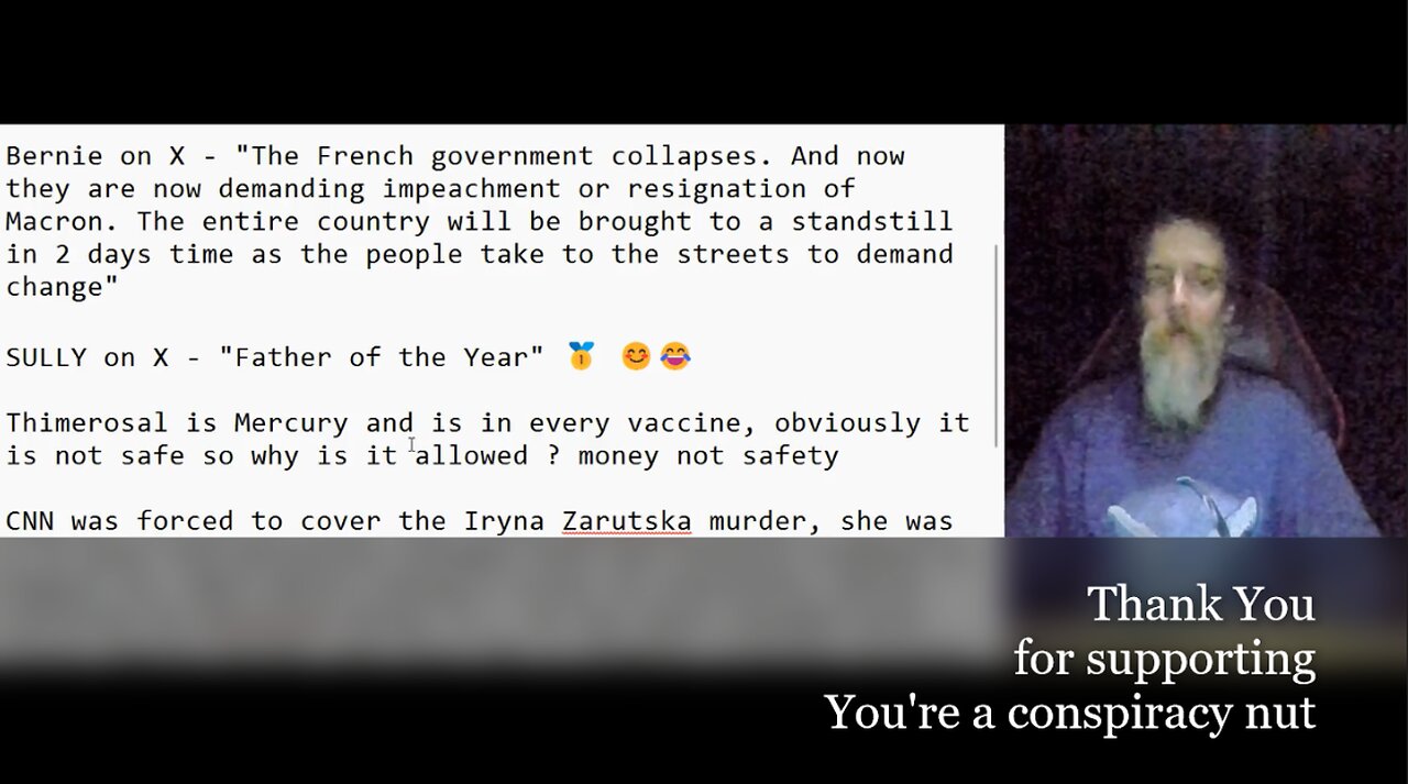 Emmanuel Macron-removal from office, Thimerosal in vaccines is Mercury, Iryna Zarutska murder