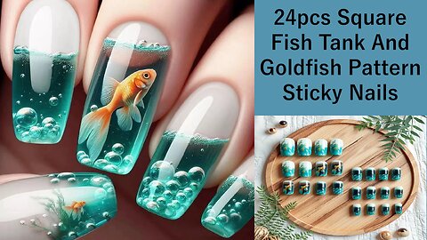 Customer reviews about this 24pcs Square Fish Tank And Goldfish Pattern Fake Nails