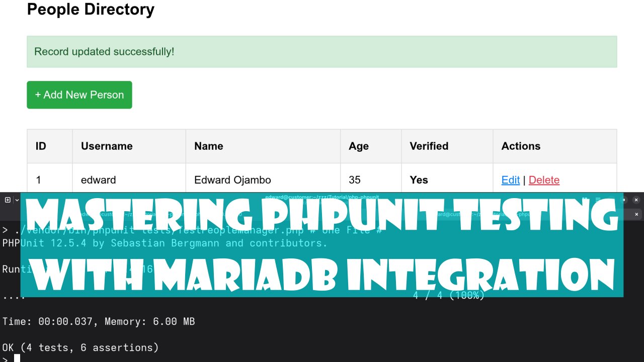 Mastering PHPUnit Testing with MariaDB Integration for Developers