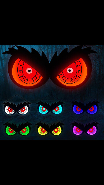 23.6 Inch Huge Wooden Halloween Realistic Eyes with 7 Color Modes