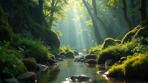 💧 Hidden Waterfall Ambience 🌿 | Waterfall Sounds, Flowing Stream & Birds Singing | 3-Hour ASMR