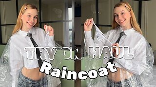 [4K] Try-On Raincoat | Style over a shirt and skirt