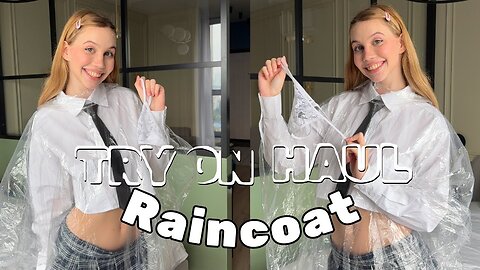 [4K] Try-On Raincoat | Style over a shirt and skirt