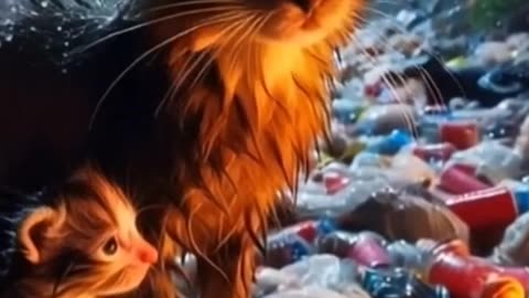 ai video: Kittens live with mother cat ai cat funny dog lovecat catlike comedy