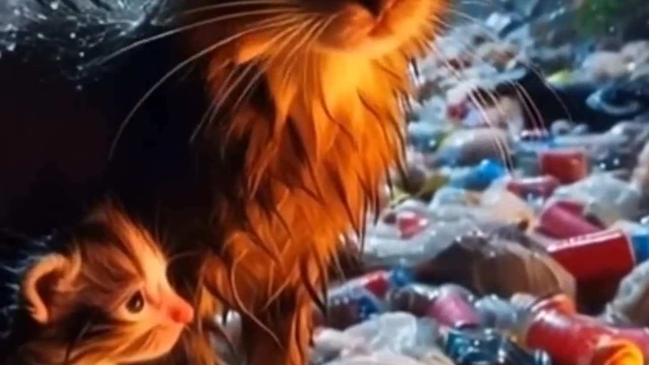 ai video: Kittens live with mother cat ai cat funny dog lovecat catlike comedy
