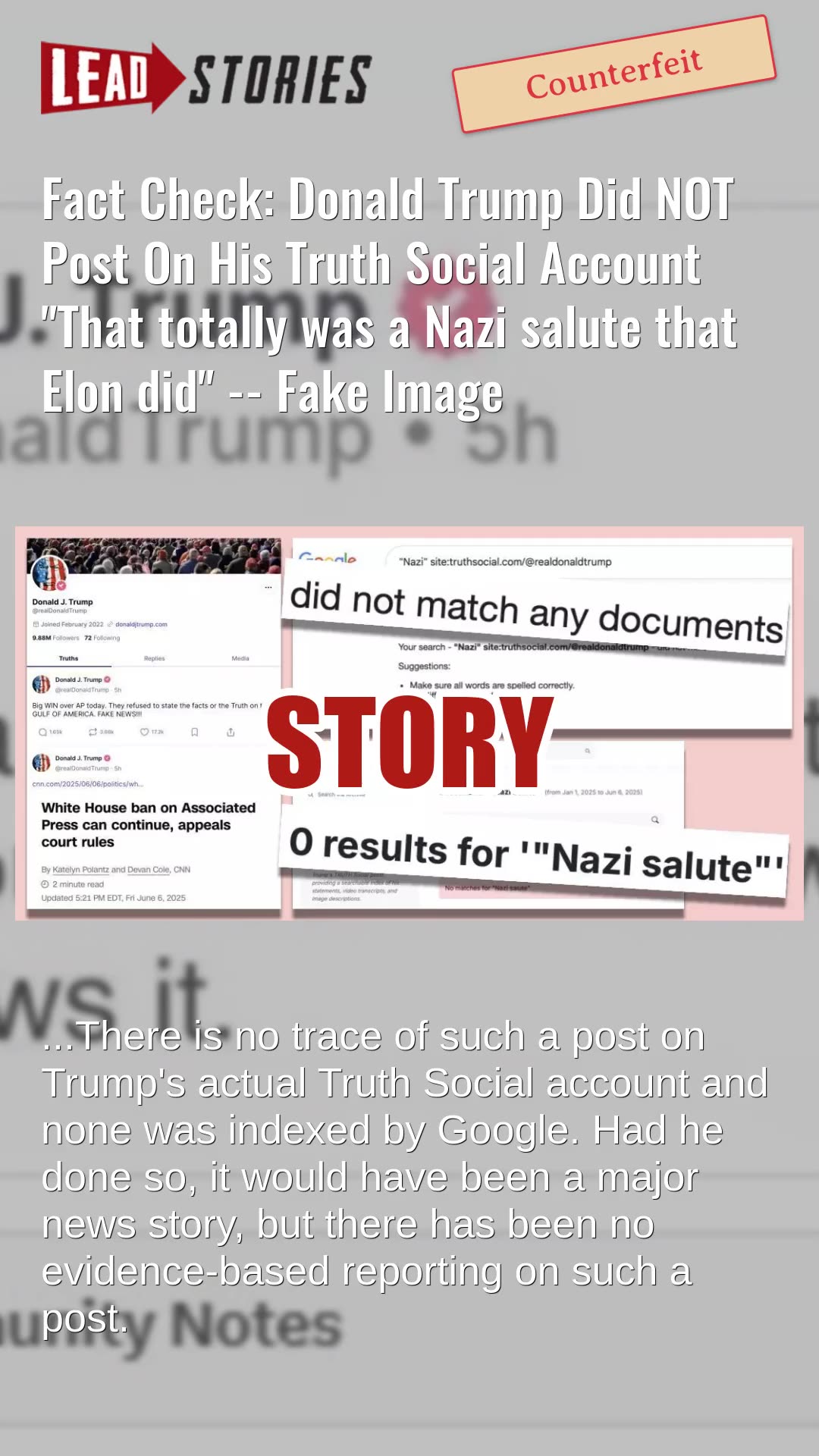 Fact Check: Trump Did NOT Post On Truth Social That totally was a Nazi salute that Elon did