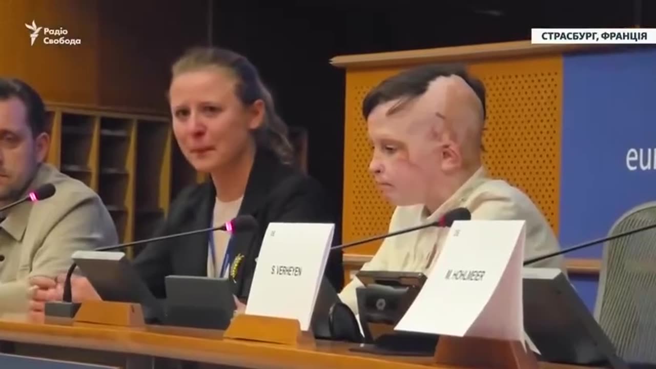 A European Parliament interpreter could not hold back tears during the speech of