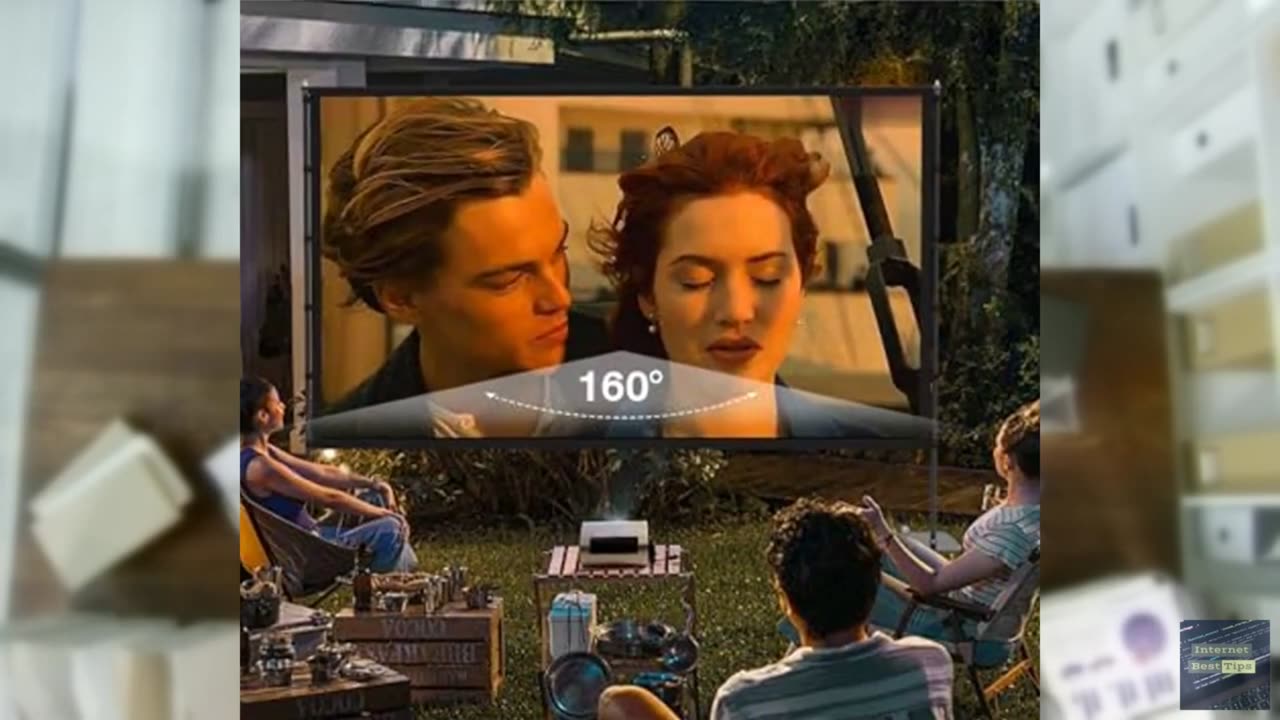 STWUI Projector Screen with Stand - 100 Inch Outdoor Projector Screen Portable P