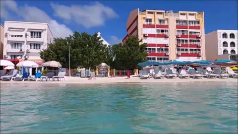 A Full Circular View of Philipsburg Boardwalk, the Beach and Cruise Ship in the Harbor, Sint Maarten