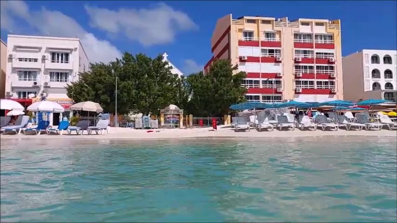A Full Circular View of Philipsburg Boardwalk, the Beach and Cruise Ship in the Harbor, Sint Maarten