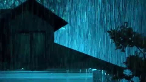 Relieve & Goodbye Stress with Heavy Rain and Thunder on a Tin Roof at Night, White Noise Help Relax.