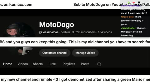 Go subscribe to my new channel @MOTODOGO on Youtube and @JesseDalba on X and rumble