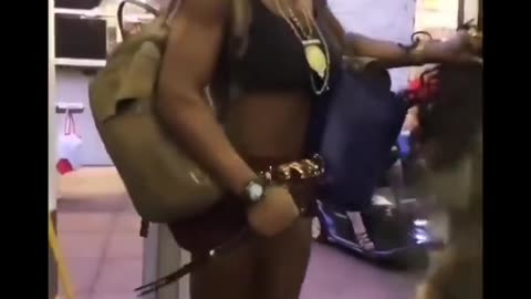 Manly Tranny Has a BBQ Fork - on da bus