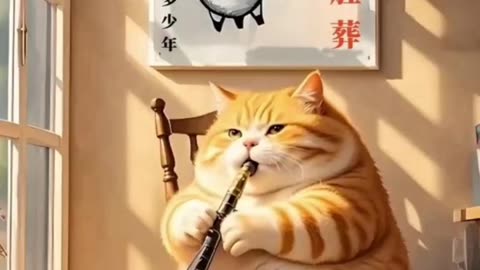 The orange cat musician