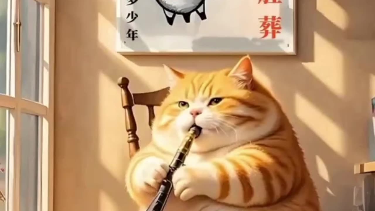 The orange cat musician