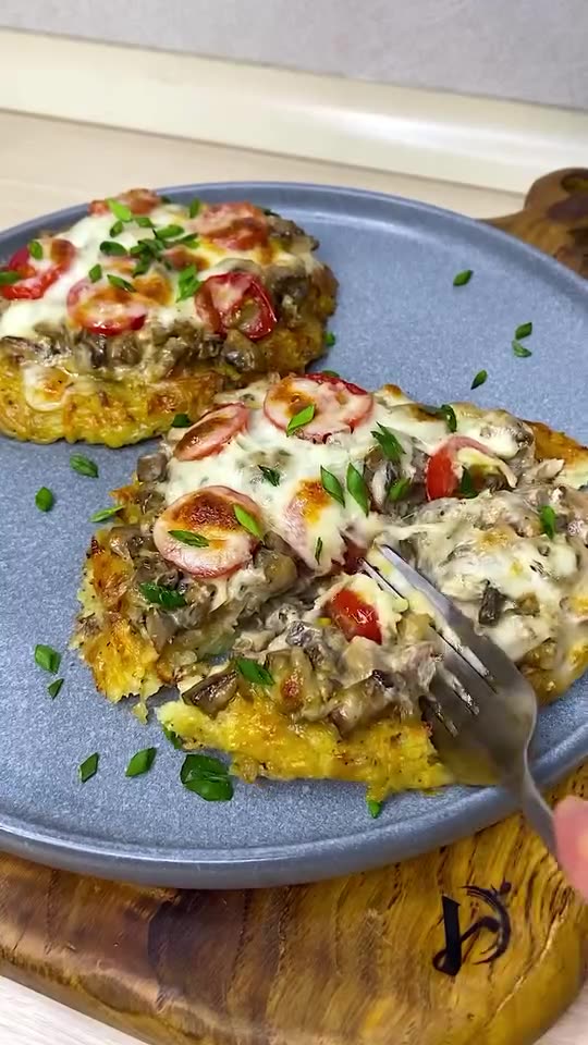 Spectacular hot stuff. Potato nests with stuffing