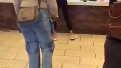Fat Ngger Assaults Fast Food Worker And Trashes Restaurant Other Nggers Cheer It On