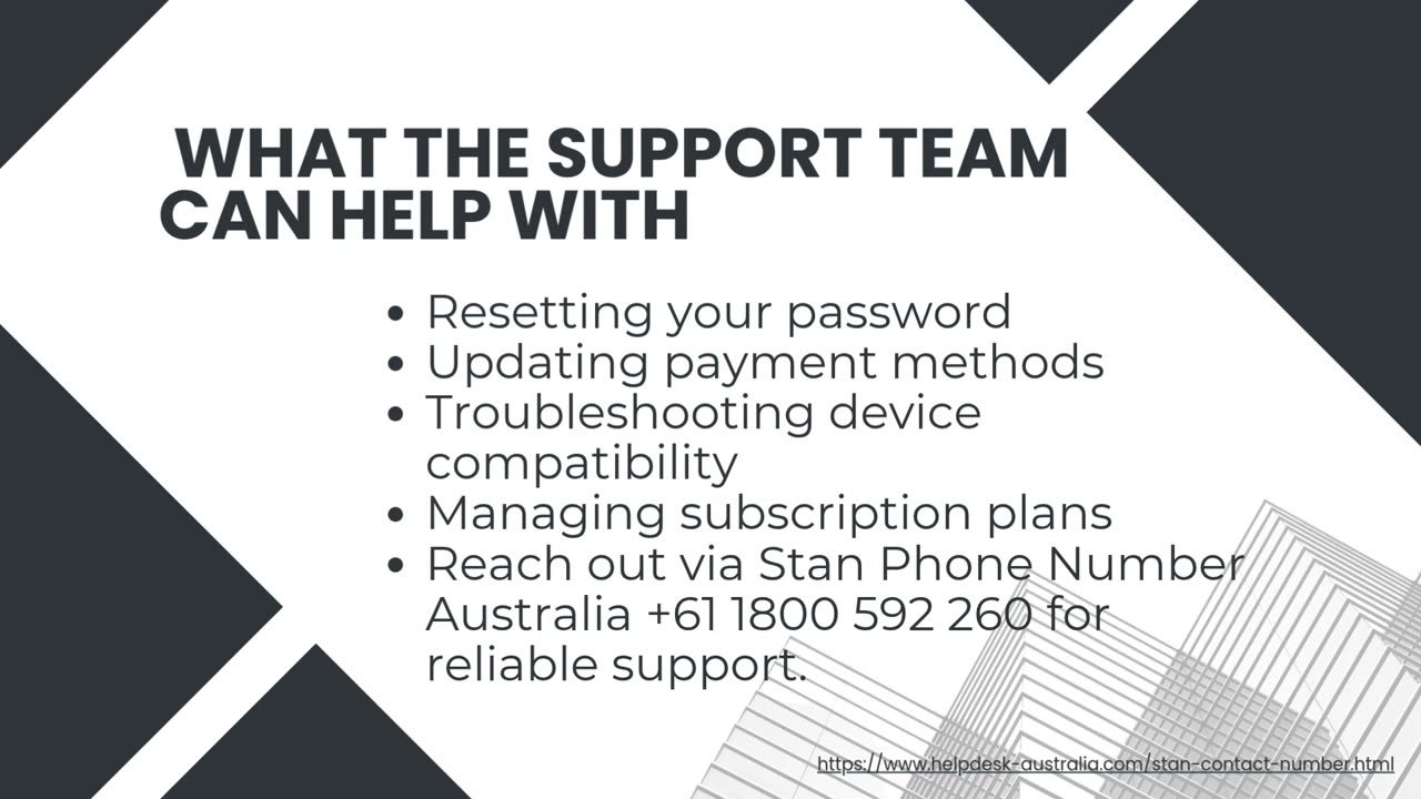 Get help with Stan Phone Number Australia +61 1800 592 260