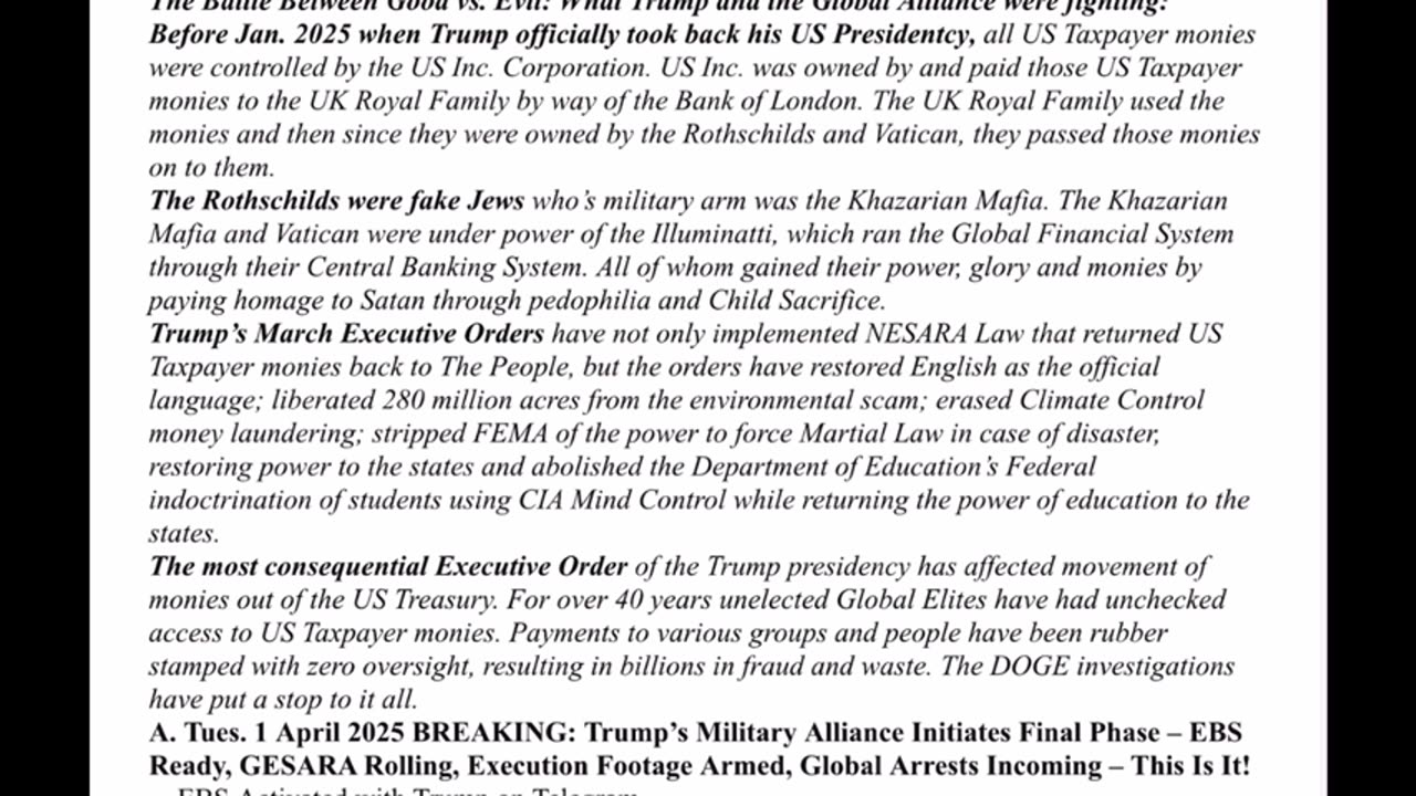 Trump "Black Swan Events Coming", An Emergency Reset Coming