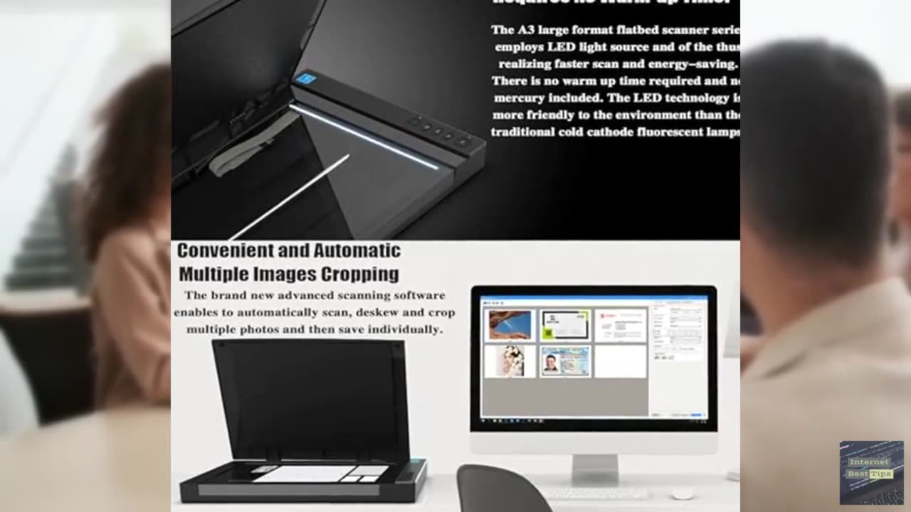 Large Format Flatbed Scanner, A3 Photo Scanner,Scan 12"x 17" in 4 Sec, Auto-Scan
