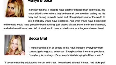 TESTIMONIALS FROM WOMEN AND MALES INVOLVED IN THE PORN INDUSTRY