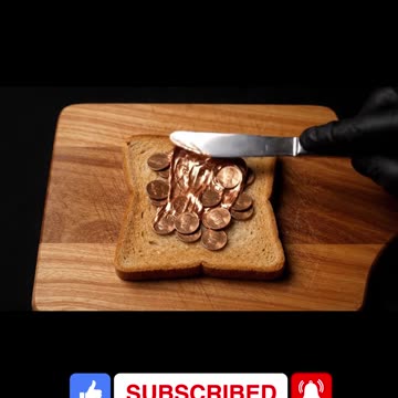 Coins Being Spreaded Onto Toast Like Butter #asmr #ai #viral #smooth #toastspread