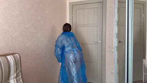 [4K USA] Sheer RAINCOAT TRY ON _ Soft blue Fantasy _ Try On Haul