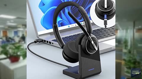Wireless Headset, Bluetooth Headset with AI Noise Cancelling Mic, Bluetooth V5.2