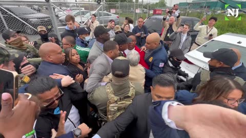 Watch Newark mayor arrested outside Delaney Hall in ICE protest.