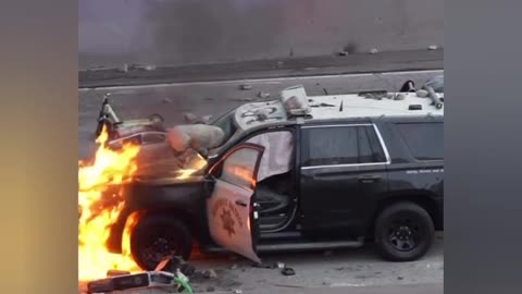 CHP Arrested Rioter For Throwing Rocks and Setting Fire to Patrol Car