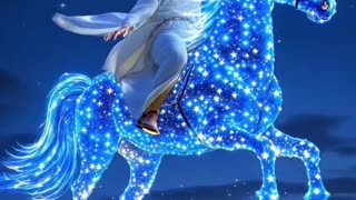 ios viene cabalgando en un caballo blanco, poderoso y glorioso.