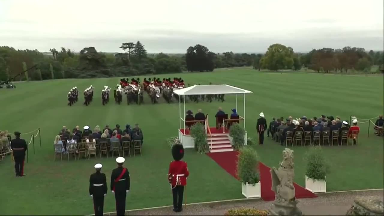 Trumps view a Beating Retreat musical performance with Their Majesties at Windsor Castle