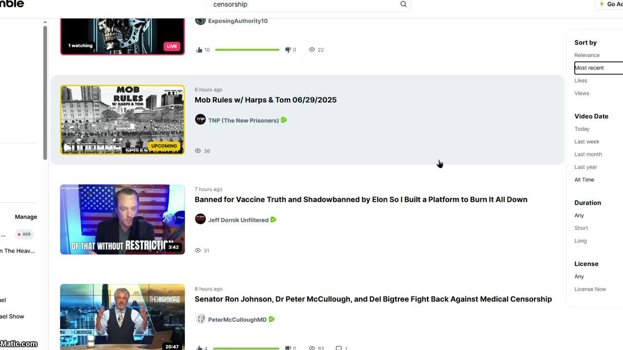 Rumble are censoring my channel