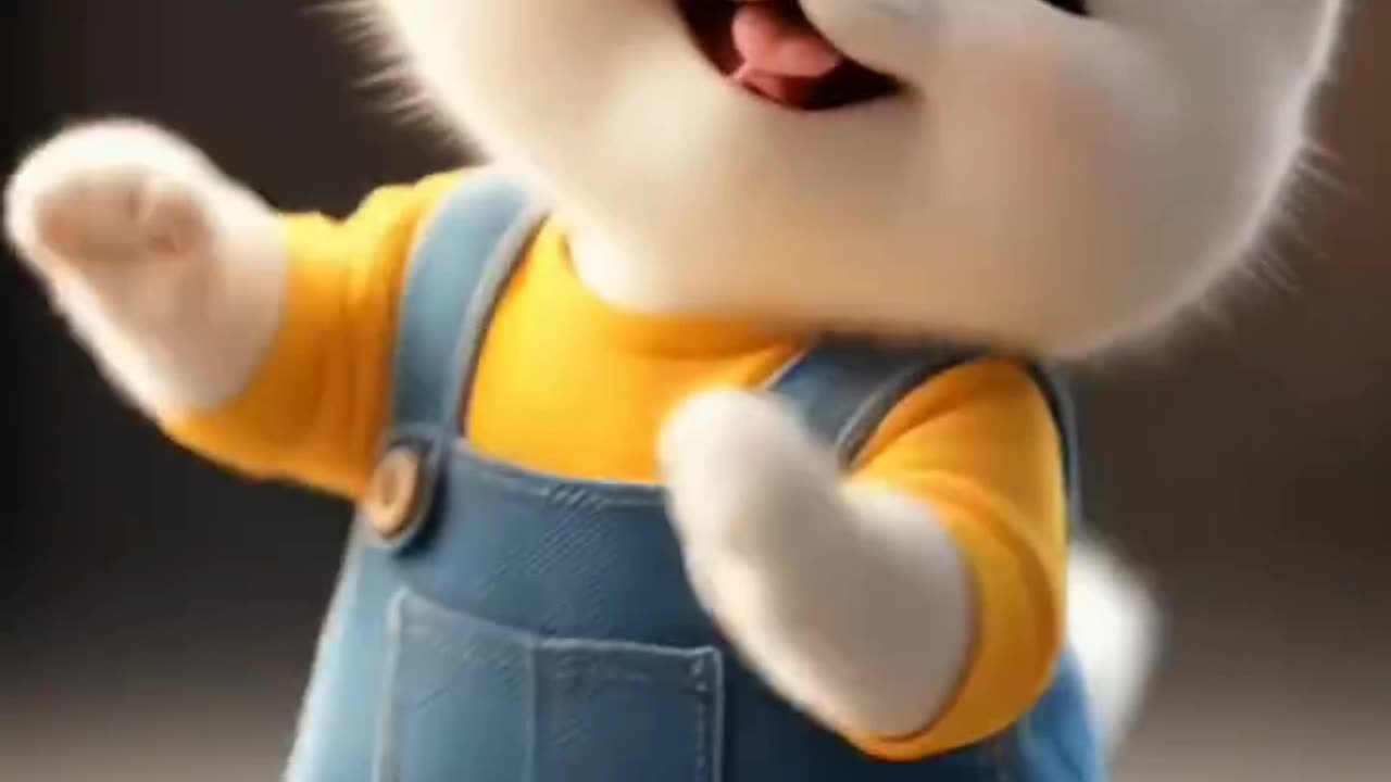"A happy little kitten is dancing"