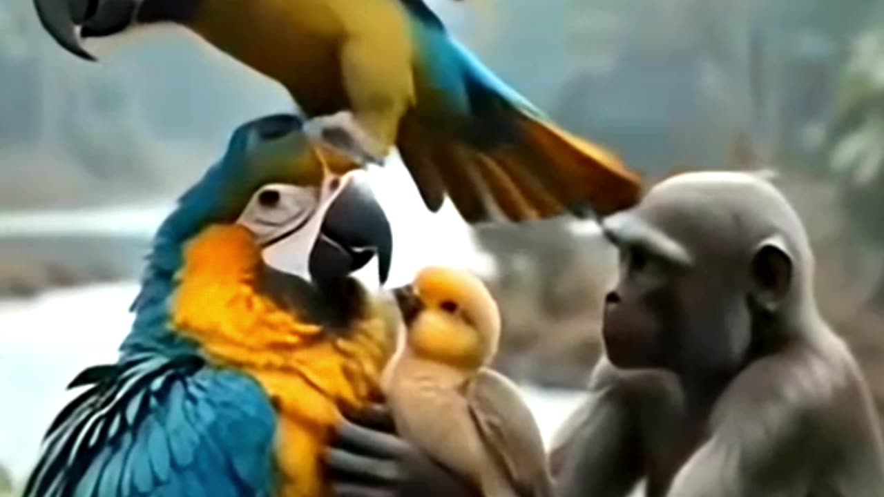 Separated Family #ai #monkey #parrot #shorts #shortsvideo #shortsfeed #shortsviral