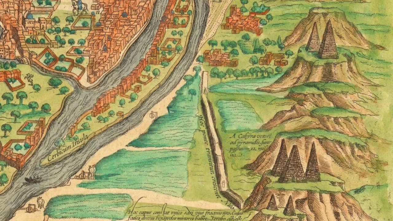Jaké pyramidy jsou vyobrazeny na plánu Káhiry z roku 1575_.. Film 1