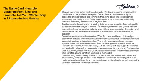 The Name Card Hierarchy: Mastering Font, Size, and Layout