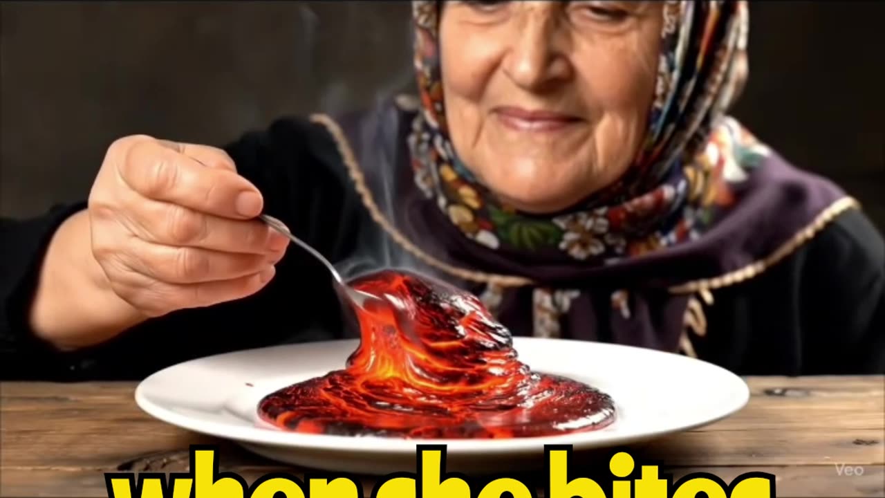 Grandma Eating Molten Lava?! 🔥🍽️ ASMR You Won’t Believe #reels #fyp #ai
