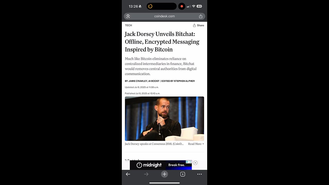 BitChat! Jack Dorsey’s new project. Send bitcoin over Bluetooth! Daily Bitcoin update for 7/8/25