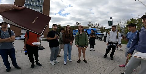 Binghamton University: Lots of Great Conversations, Ministering to A Very Inquisitive Skeptic, Explaining the Two Appearances of Jesus On Earth As They Relate to the Jewish Feast Days To An Orthodox Jew, Angry Lady Returns, But Much More Subdued Crowd