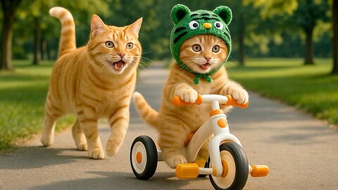 Mama Cat Trims Fur on the Farm and Makes Tiger Hat For Kittens At Home 🐾🧶🎩
