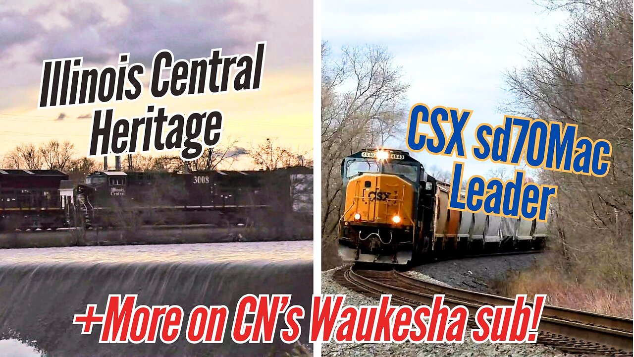 CSX Mac leads Train, GE & EMD Rebuilds, Herzog train and Illinois Central Hartage unit all on the CN