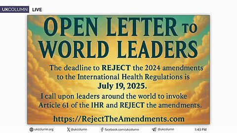 Reject The International Health Regulations Amendments | UK Column News