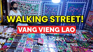Walking Street Night Market in Vang Vieng Laos - Full Walking Tour!🇱🇦